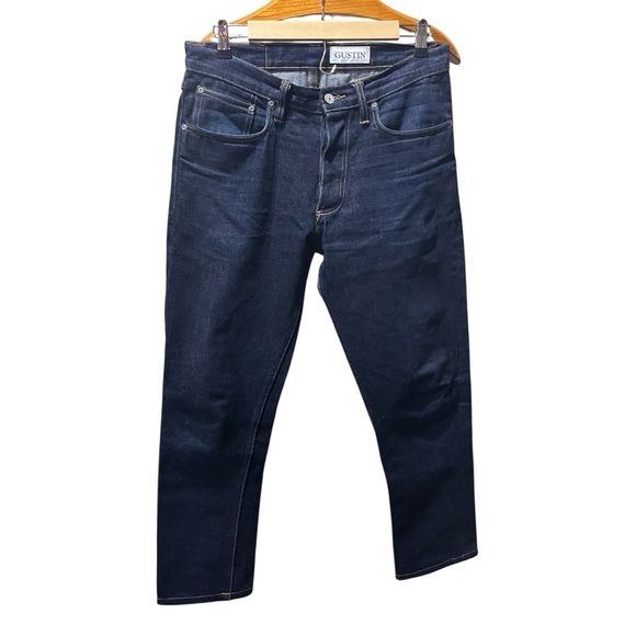 Gustin Men's Raw Dark Wash Straight Jeans 33 - Picture 1 of 13